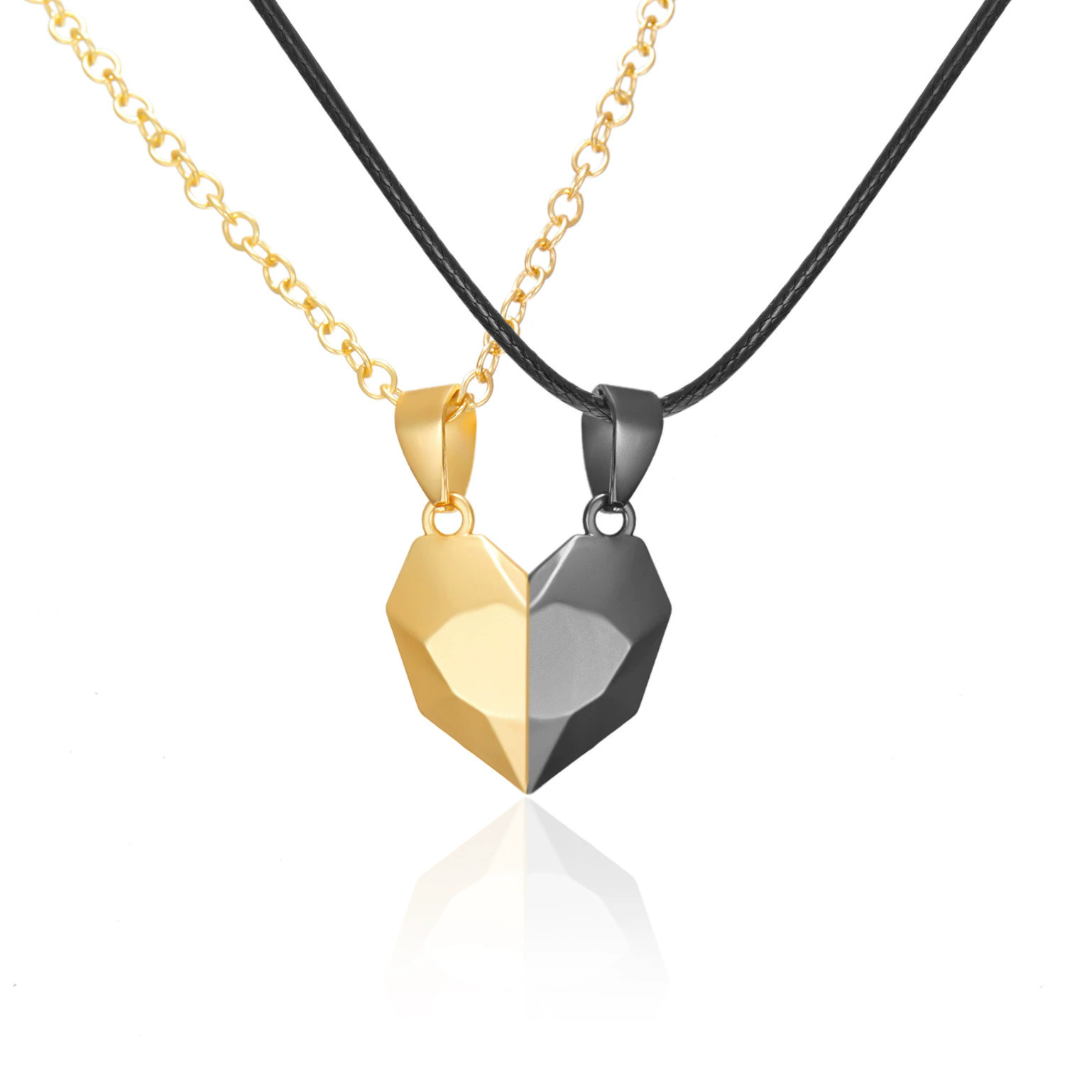 1pair Magnetic Couple Heart Shape Necklace Gothic Punk Style Jewelry Wedding Lovers Couples Valentine's Day Gift Gifts  A-1317