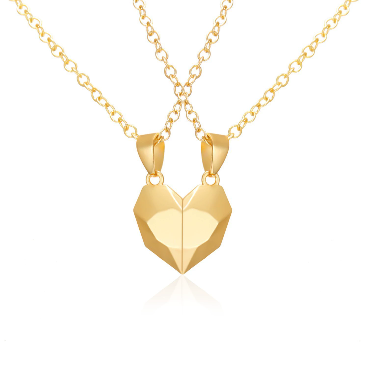 1pair Magnetic Couple Heart Shape Necklace Gothic Punk Style Jewelry Wedding Lovers Couples Valentine's Day Gift Gifts  A-1317