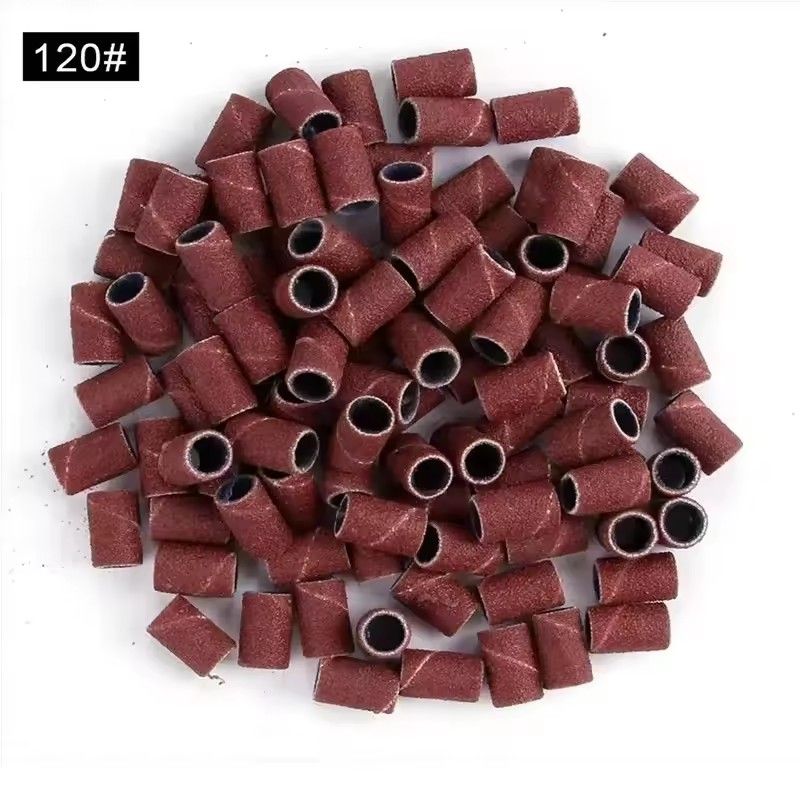 100pcs/Bag Sanding Cap Bands For Electric Manicure Machine 180/120/80 Grit Nail Drill Grinding Bit Files Pedicure Tool Set &E-1207