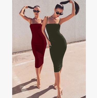 2020 Summer New European and American Women's Long Sling Dress Sexy Slim Long Dress FZ-326
