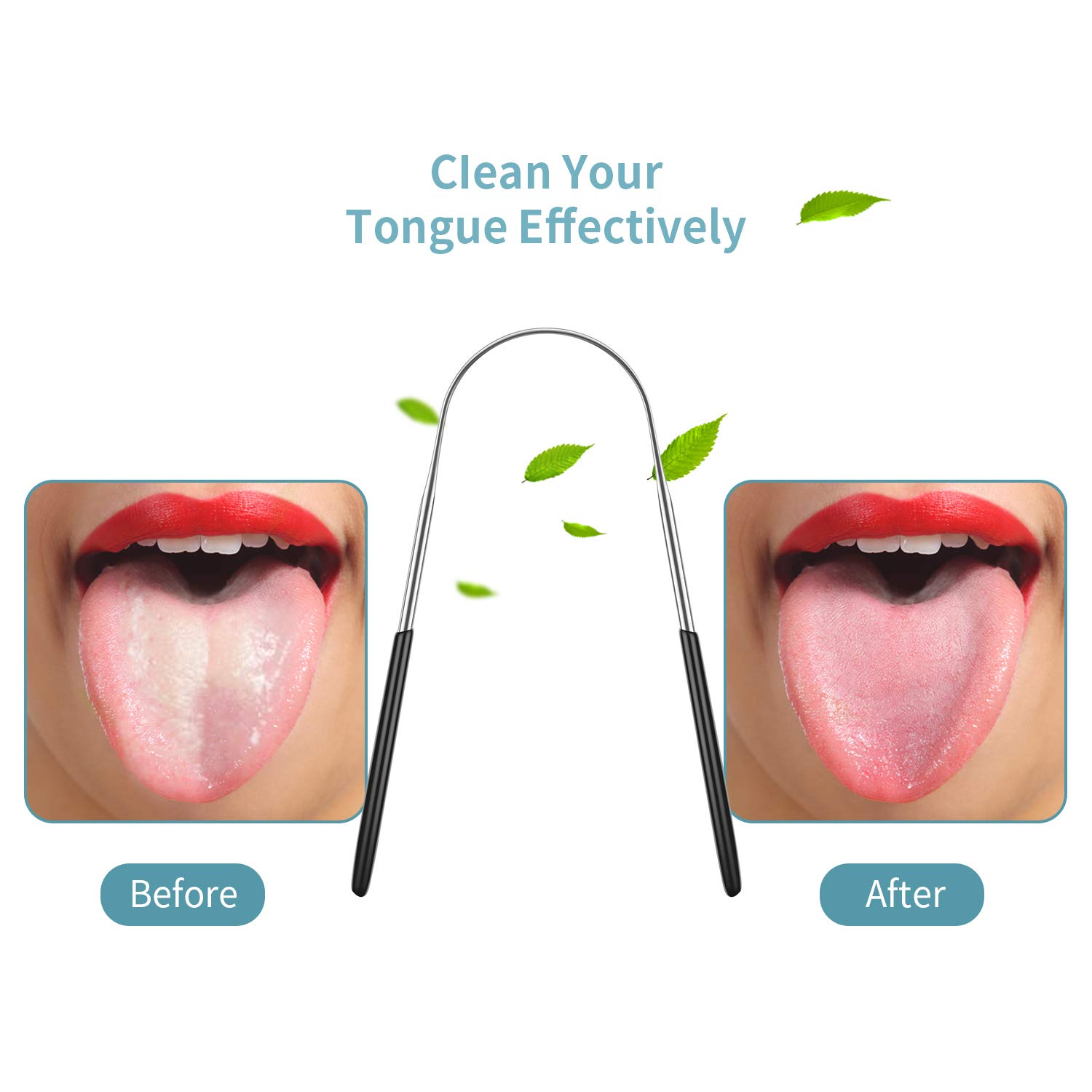 4Pcs Stainless Steel Tongue Scrapers Cleaners Reduce Bad Breath Oral Tongue Brushes Reusable Tongue Cleaning Tools & B2-699