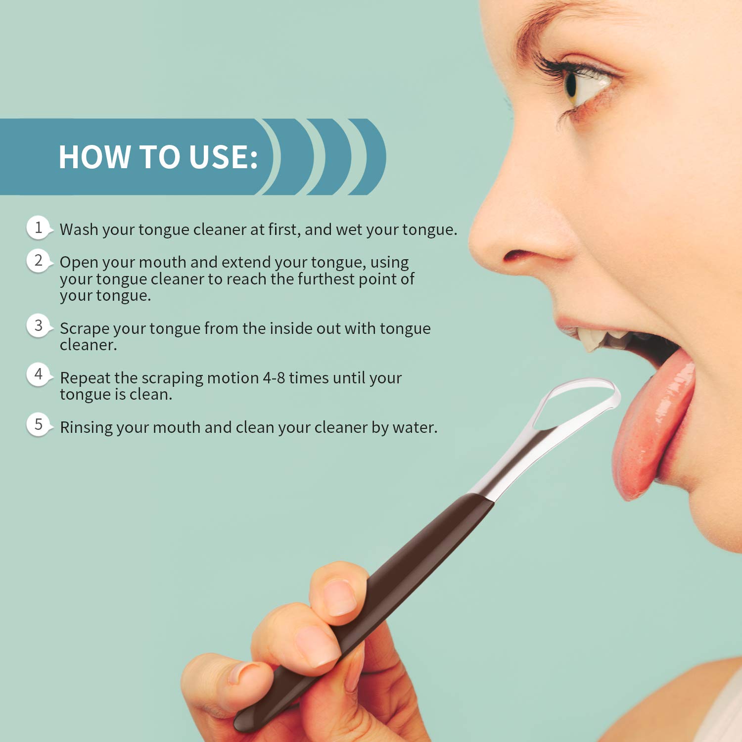 4Pcs Stainless Steel Tongue Scrapers Cleaners Reduce Bad Breath Oral Tongue Brushes Reusable Tongue Cleaning Tools & B2-699