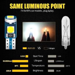 10Pcs T5 Led Bulb W3W W1.2W Led Canbus Car Interior Lights Dashboard Warming Indicator Wedge Auto Instrument Lamp 12V C-551