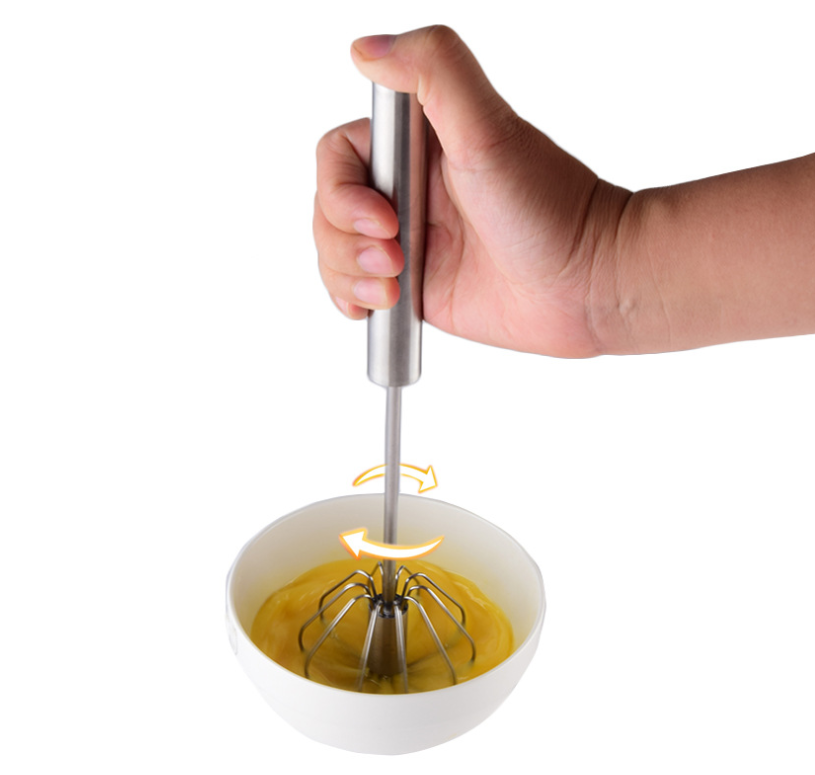 10-inch stainless steel semi-automatic kitchen cooking egg beater dough mixer hand-held cake baking tool J-147-1