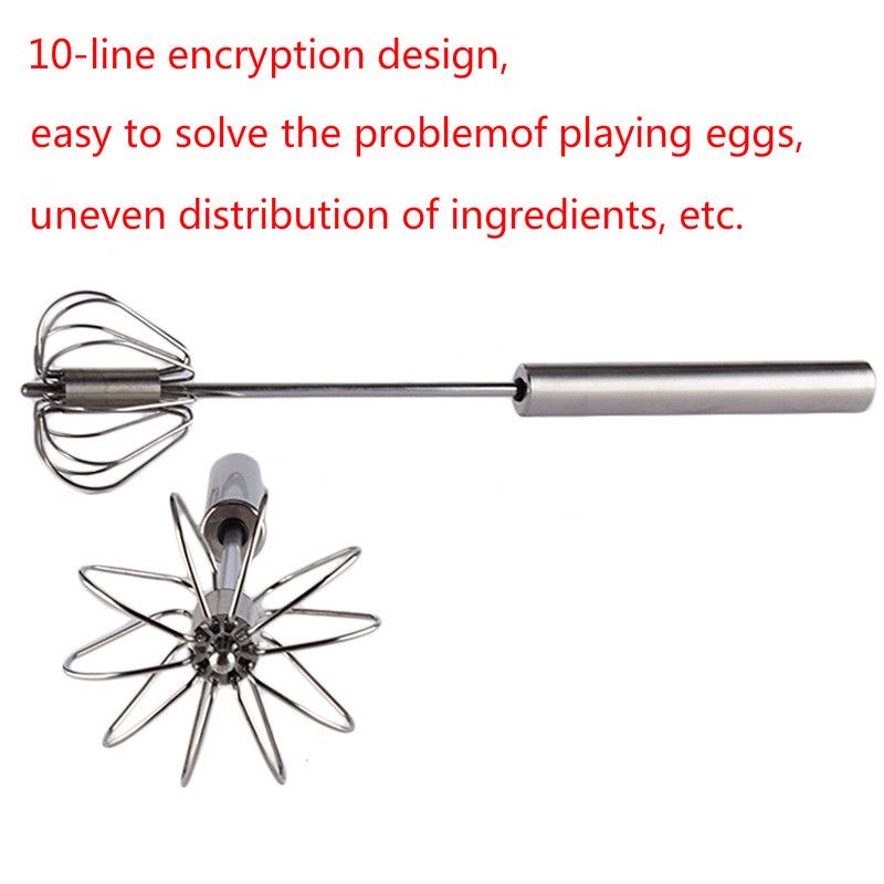 10-inch stainless steel semi-automatic kitchen cooking egg beater dough mixer hand-held cake baking tool J-147-1