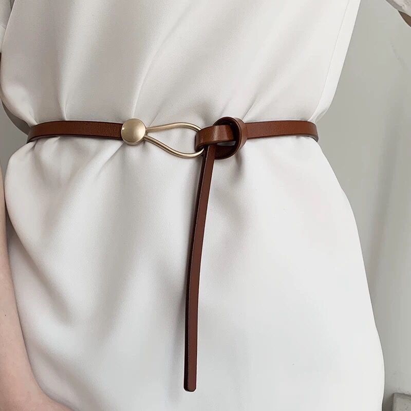 Fashion all-match Women Belts Thin Golden Buckle Strap For Dress Trousers Casual Black Ladies Female Designer Waistband & FZ-385