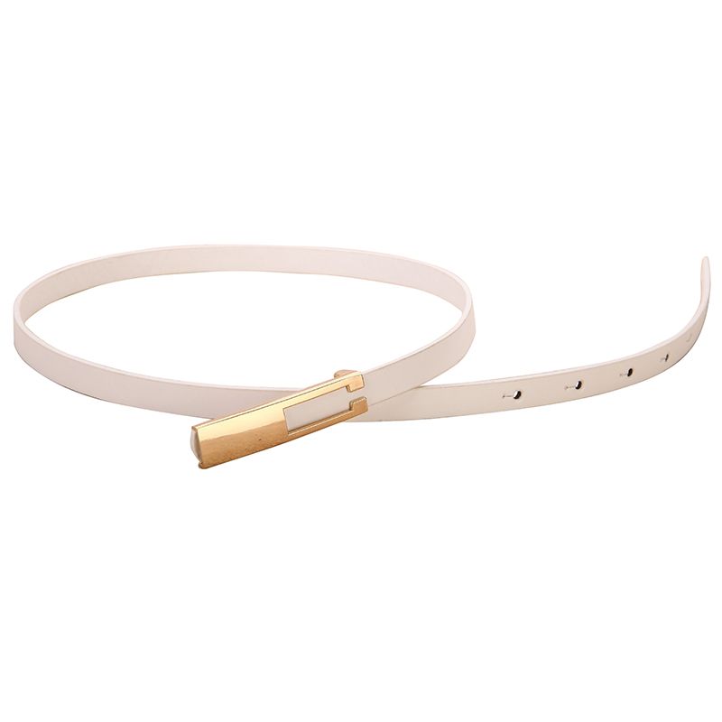 Metal Buckle Thin Belt Fashion Wild Women Leather Belt Black White Red Straps Waistband Female Dress Accessories &