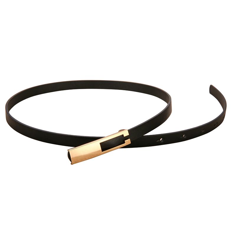 Metal Buckle Thin Belt Fashion Wild Women Leather Belt Black White Red Straps Waistband Female Dress Accessories &