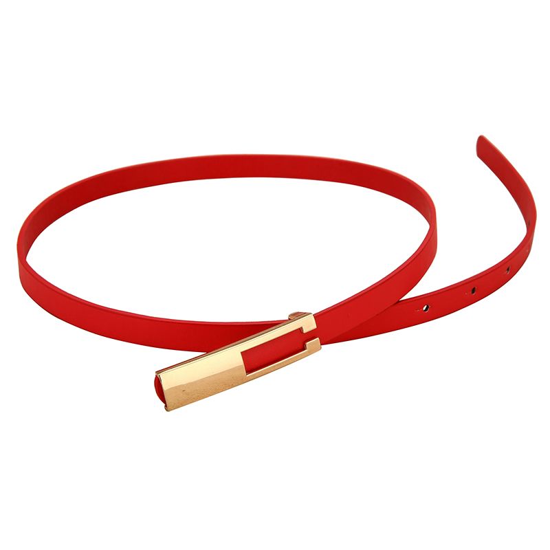 Metal Buckle Thin Belt Fashion Wild Women Leather Belt Black White Red Straps Waistband Female Dress Accessories &