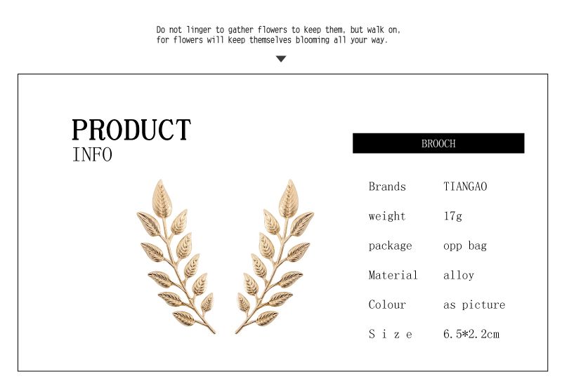 1 Pair Fashion Brooch Jewelry Exquisite Leaf Pins Brooches For Women Leaves Large Brooch Pins Gold Silver Plant Broche Collar A-27