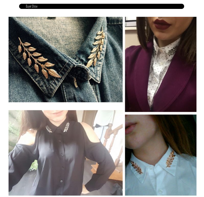 1 Pair Fashion Brooch Jewelry Exquisite Leaf Pins Brooches For Women Leaves Large Brooch Pins Gold Silver Plant Broche Collar A-27