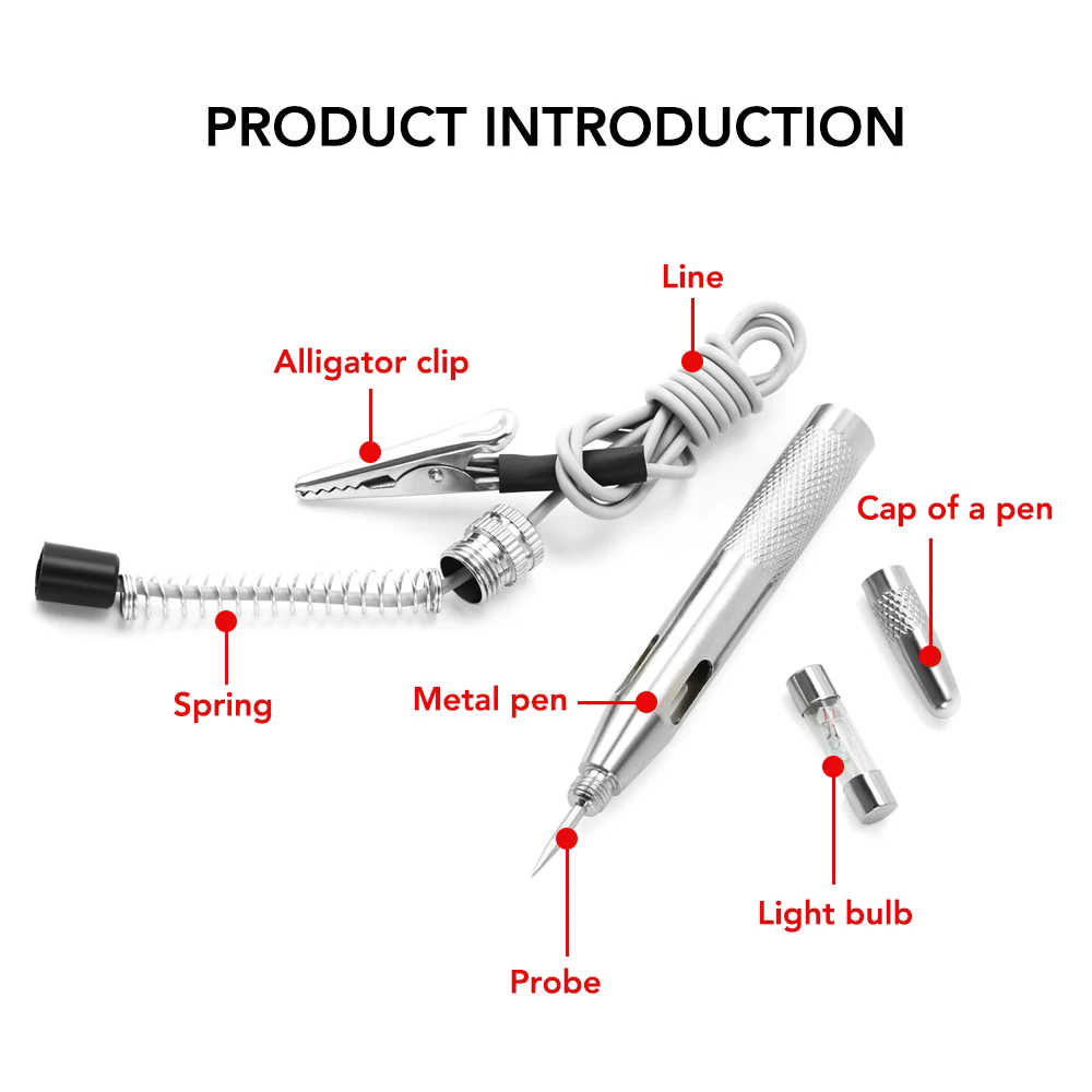 DC 6V 12V 24V Copper Auto Car Light Circuit Tester Lamp Voltage Test Pen Detector Probe Light System Test Probe Lamp D1--6