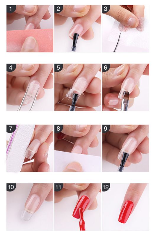 20pcs Silk Fiberglass For Nail Extension Form Non-Woven Silks UV Gel Building Fiber French Acrylic Manicure Accessories &   B2-532