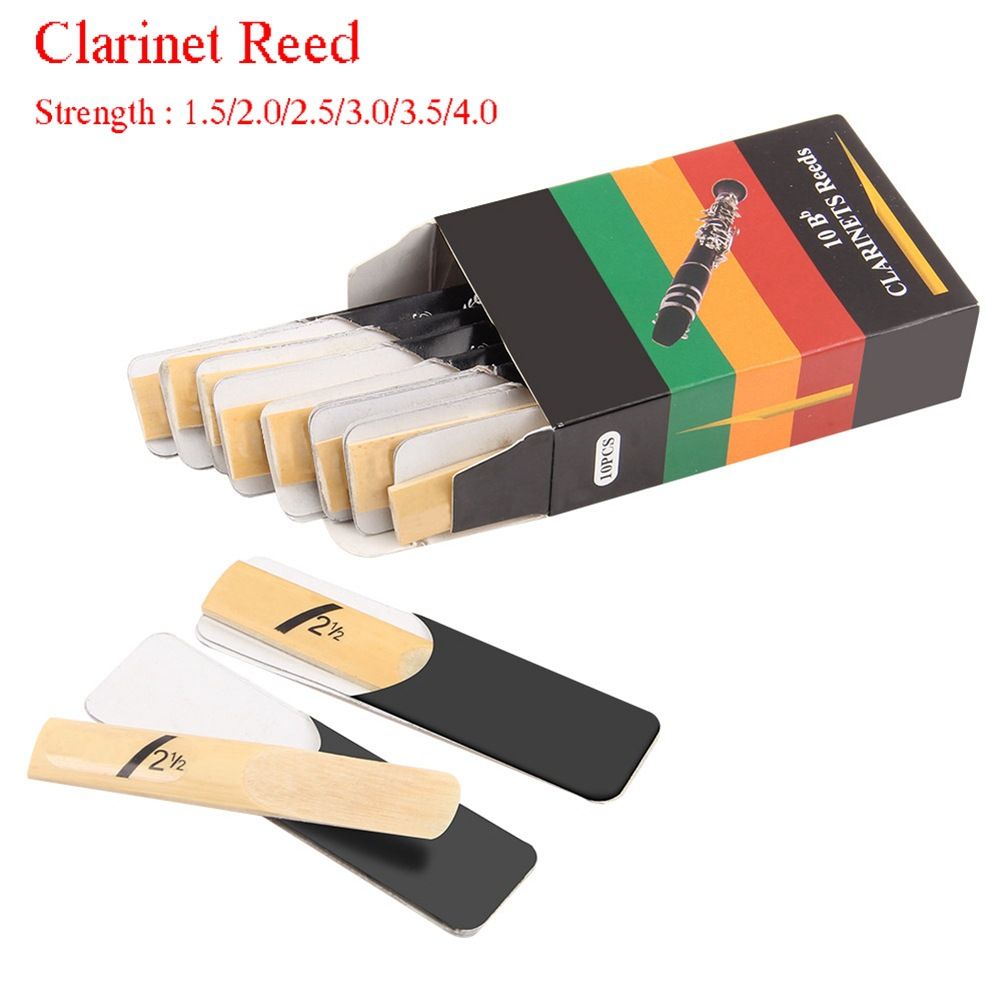 10pcs Clarinet Reeds Set Bb Tone Strength 1.5/2.0/2.5/3.0/3.5/4.0 Wind Instrument Reed Clarinet Accessories E-1176