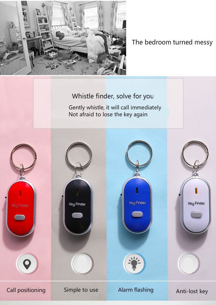 Wireless Whistle Sensor Key Finder Key Loss-proof Bluetooth Whistle Alarm Multifunctional Electronic Reminder E-126