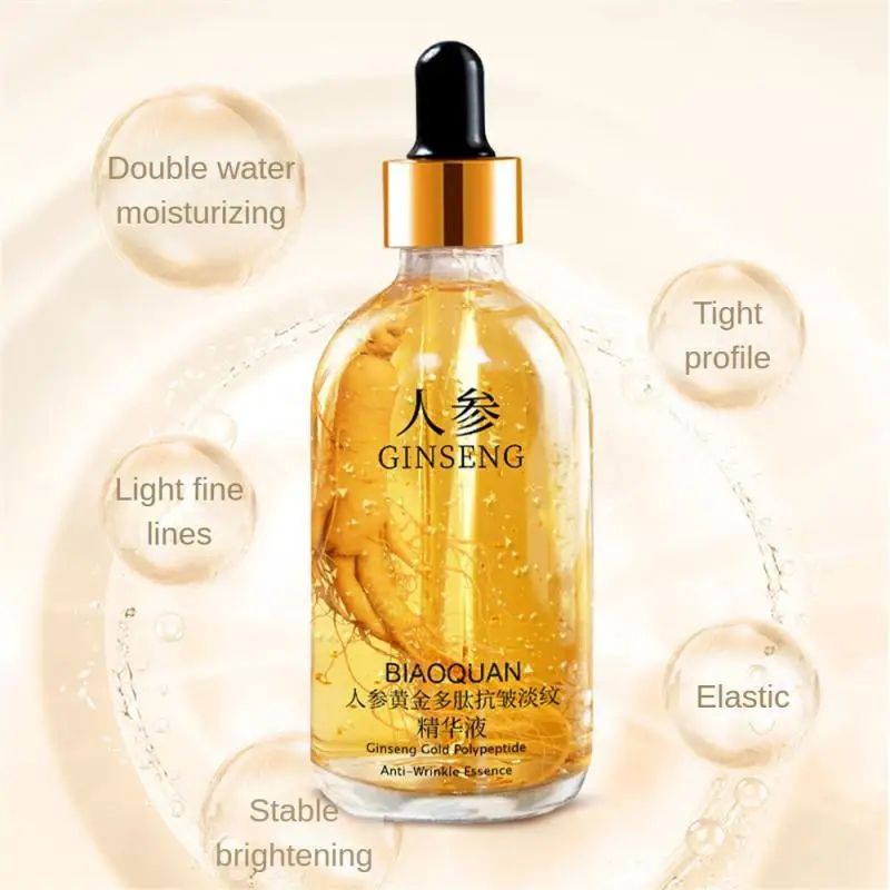 1pc 100ml Gold Ginseng Face Essence Polypeptide Anti-wrinkle Lightning Moisturizing Niacinamide Facial Serum For Face Skin Care B2-950