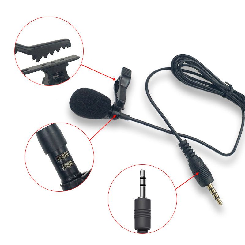 MIni 3.5mm Jack Microphone Lavalier TieClip Microphone Mini Audio Mic for Computer Laptop Mobile Phone Radio Recording Singing E-755