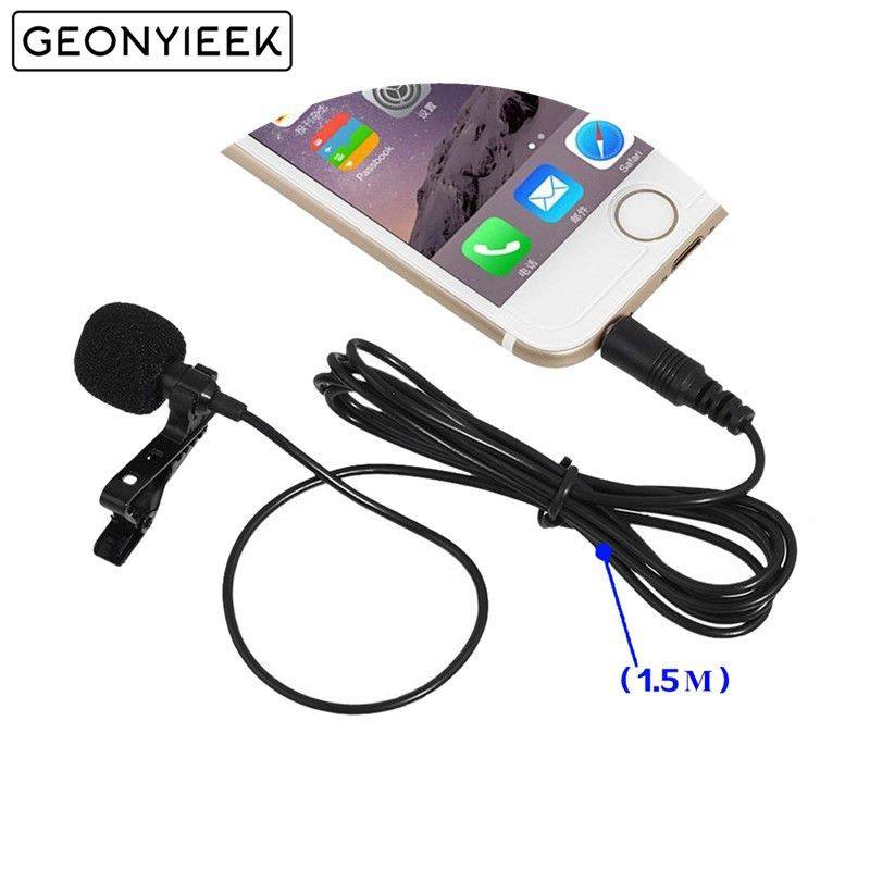 MIni 3.5mm Jack Microphone Lavalier TieClip Microphone Mini Audio Mic for Computer Laptop Mobile Phone Radio Recording Singing E-755