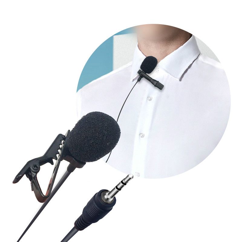 MIni 3.5mm Jack Microphone Lavalier TieClip Microphone Mini Audio Mic for Computer Laptop Mobile Phone Radio Recording Singing E-755
