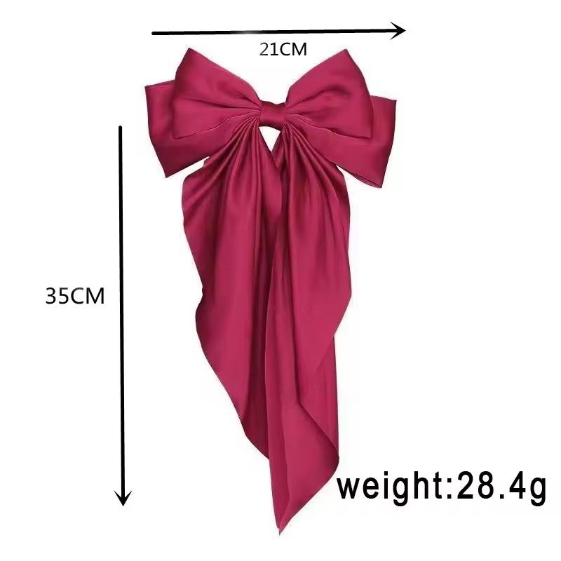 Elegant Bow Ribbon Hair Clip Fashion Simple Solid Satin Spring Clip Hair Pin Retro Headband with Clips Girls Hair Accessories C-320