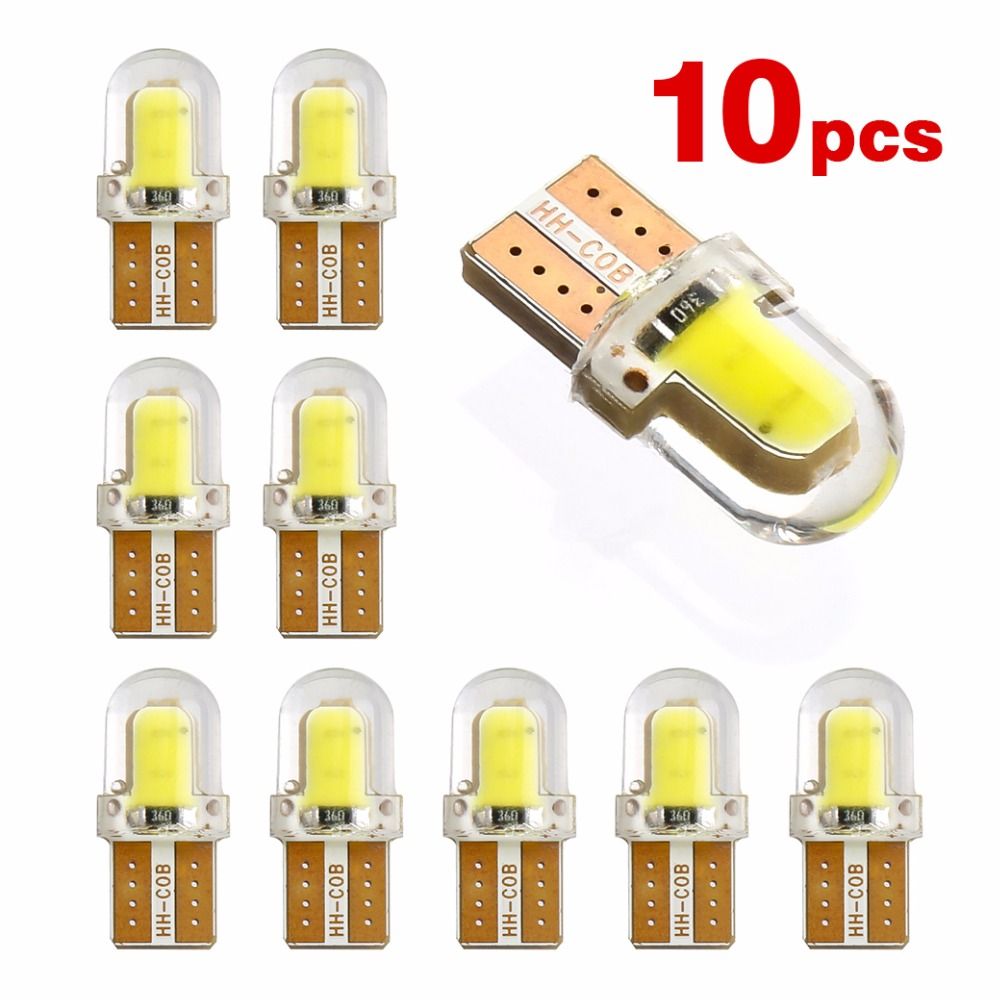 10pcs LED W5W T10 194 168 W5W COB 8SMD Led Parking Bulb Auto Wedge Clearance Lamp CANBUS Silica Bright White License Light BulbsE-409