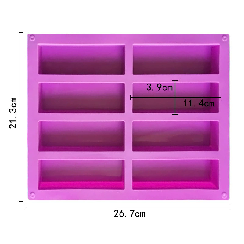 8-Square Rectangular Soap Silicone Cake Mould Handmade Soap Mold Handmade Cold Soap Mold Easy to Take Off E-436