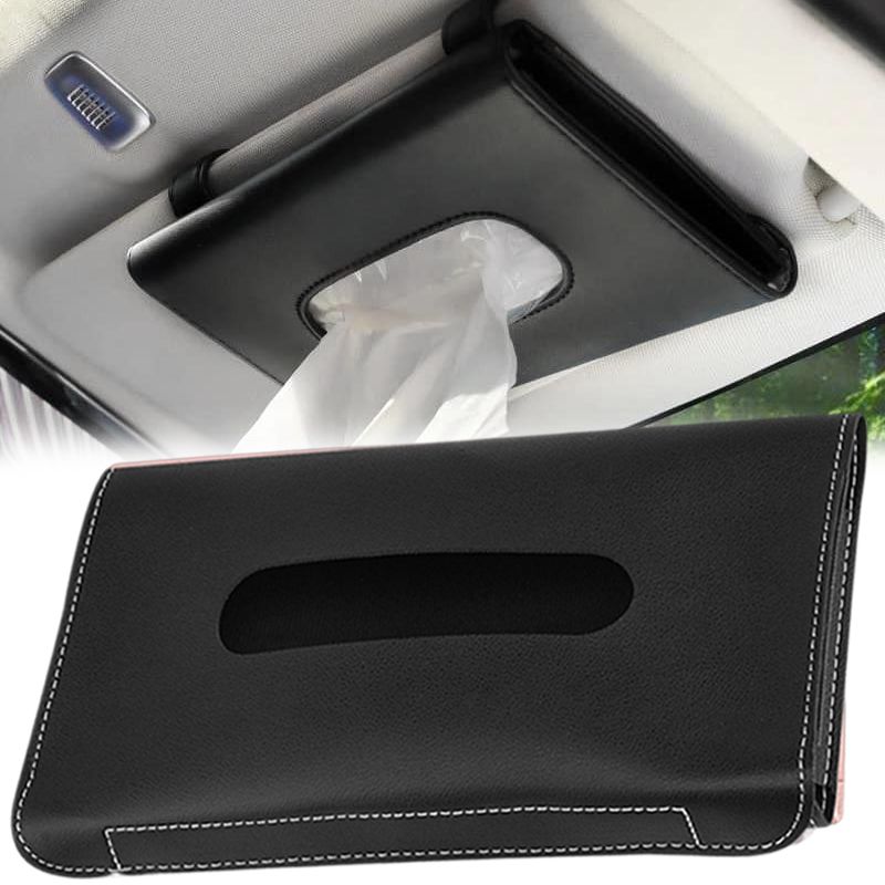 1pc Car Sun Visor Hanging Tissue Boxes PU Leather Car Tissue Boxes Holder Auto Interior Storage Car Decoration Decor Accessories  C-383