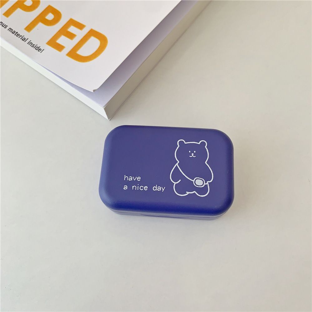 Cute Portable Small Backpack Bear Eye Contacts with Mirror Contact Lens Case Colored Lenses Container Box for Party Travel Set C-305