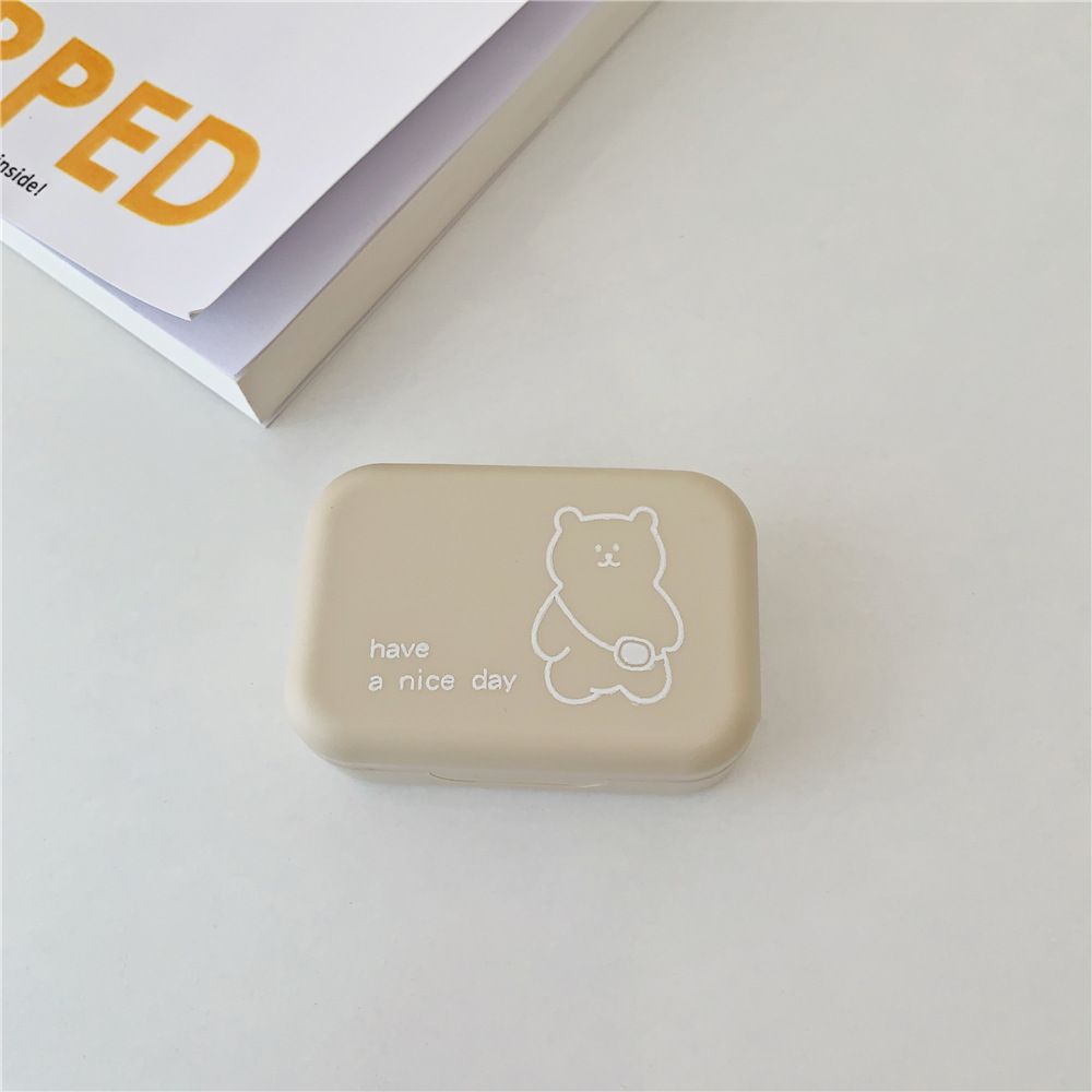 Cute Portable Small Backpack Bear Eye Contacts with Mirror Contact Lens Case Colored Lenses Container Box for Party Travel Set C-305
