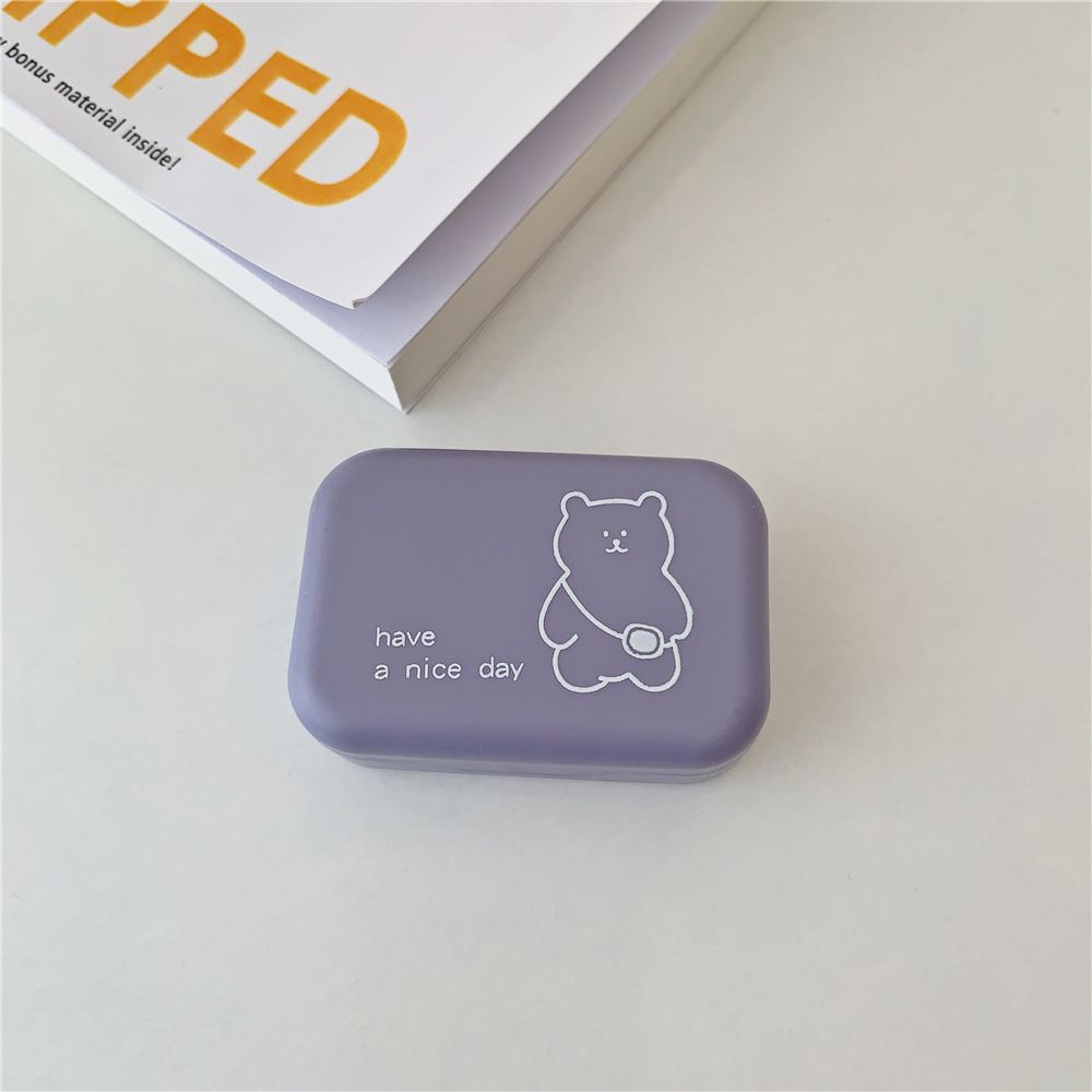 Cute Portable Small Backpack Bear Eye Contacts with Mirror Contact Lens Case Colored Lenses Container Box for Party Travel Set C-305