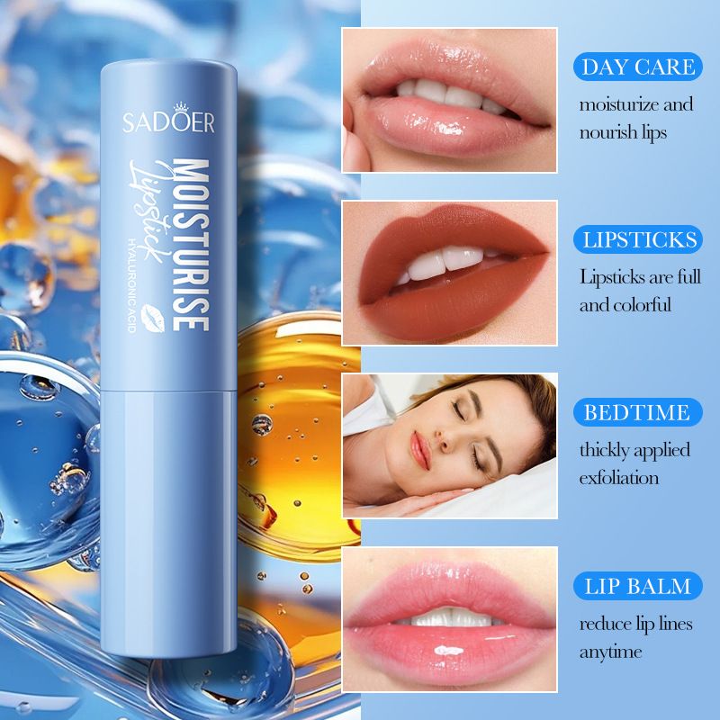 SADOER Hyaluronic Acid Lipstick Lips Skincare Nourishing Brightening Moisturizing Lip Balm Lips Skin Care Products