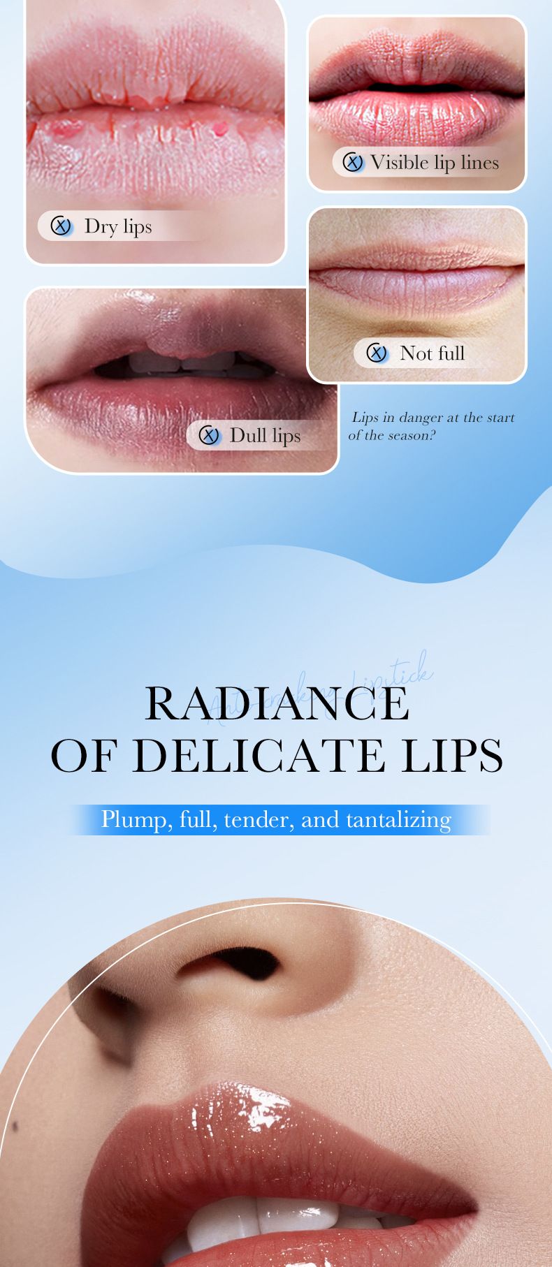 SADOER Hyaluronic Acid Lipstick Lips Skincare Nourishing Brightening Moisturizing Lip Balm Lips Skin Care Products