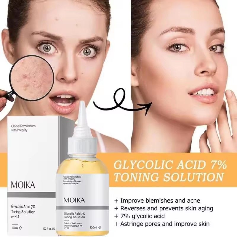 7% Glycolic Acid Exfoliating Toner Shrinks Pores, Repairs Facial Oil, Gentle Exfoliating and Refreshing Skin