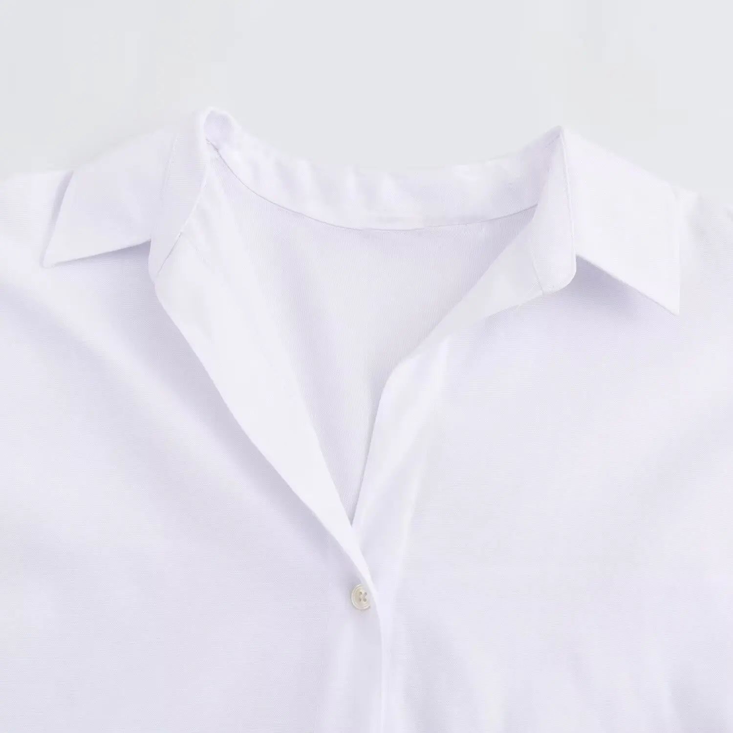 TRAF Women Fashion Spring Cotton Oxford Long Sleeve Single-breasted Lapel Blouse Street Clothing Shirt Chic Ladies Tops Mujer