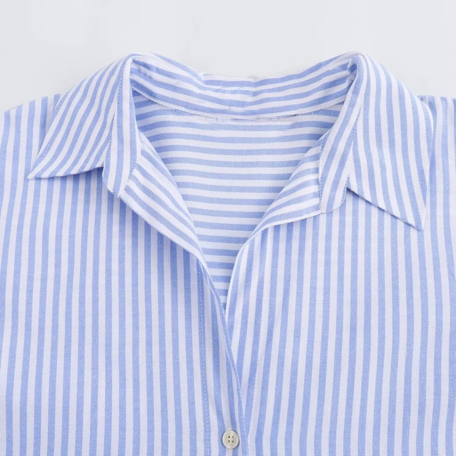 TRAF Women Fashion Spring Cotton Oxford Long Sleeve Single-breasted Lapel Blouse Street Clothing Shirt Chic Ladies Tops Mujer