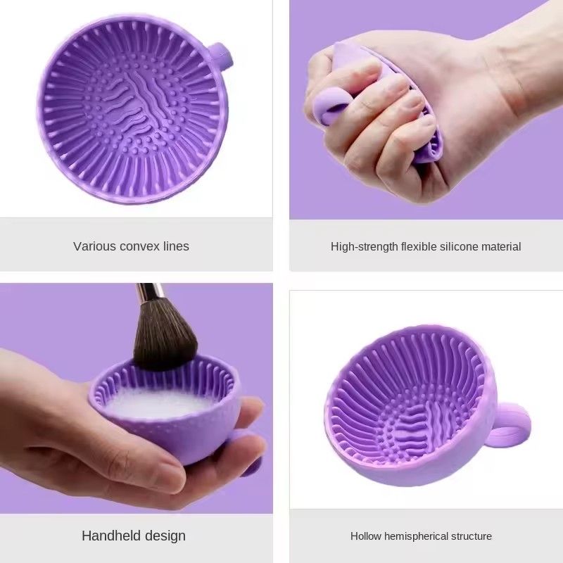 Makeup Brush Cleaner Folding Powder Puff Cleaning Bowl Cosmetic Eyeshadow Brush Clean Mat Cleaning Tool Silicone Scrubber Box