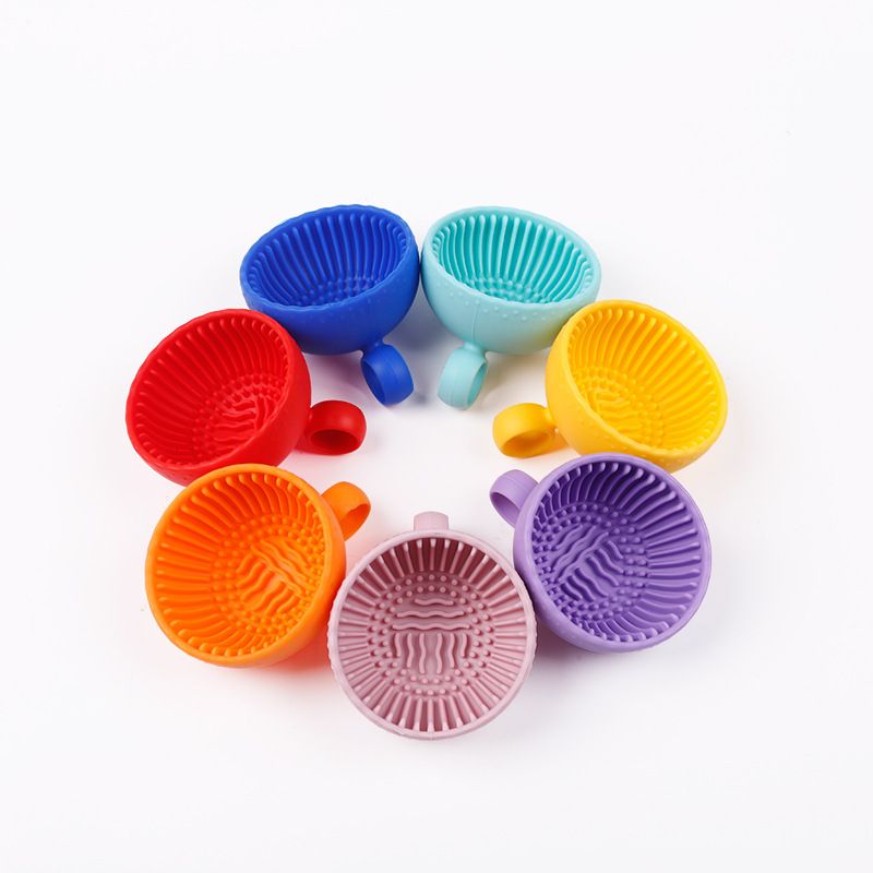 Makeup Brush Cleaner Folding Powder Puff Cleaning Bowl Cosmetic Eyeshadow Brush Clean Mat Cleaning Tool Silicone Scrubber Box
