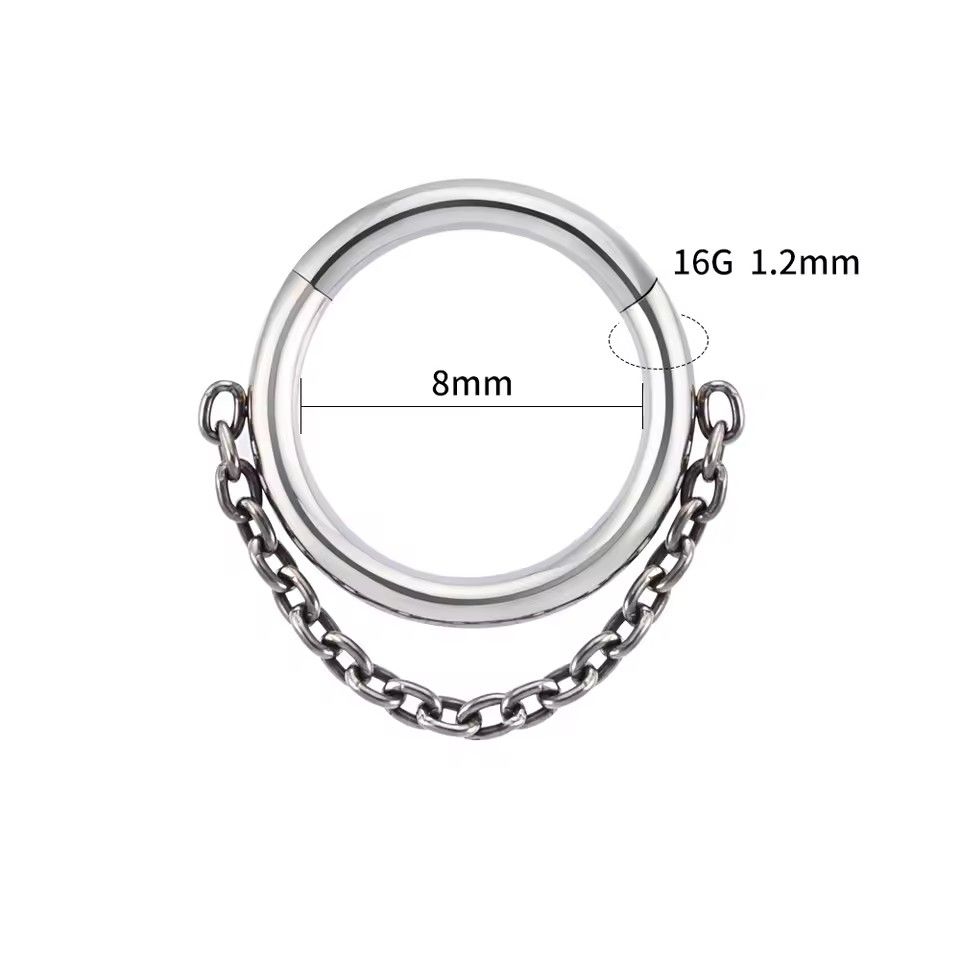 F136 Titanium Hinge Segment Nose piercing Welding Chain CZ Septum Ring Women Cartilage Earrings Tragus Jewelry 16g Accessories