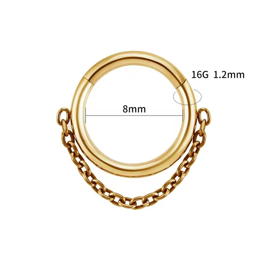 F136 Titanium Hinge Segment Nose piercing Welding Chain CZ Septum Ring Women Cartilage Earrings Tragus Jewelry 16g Accessories