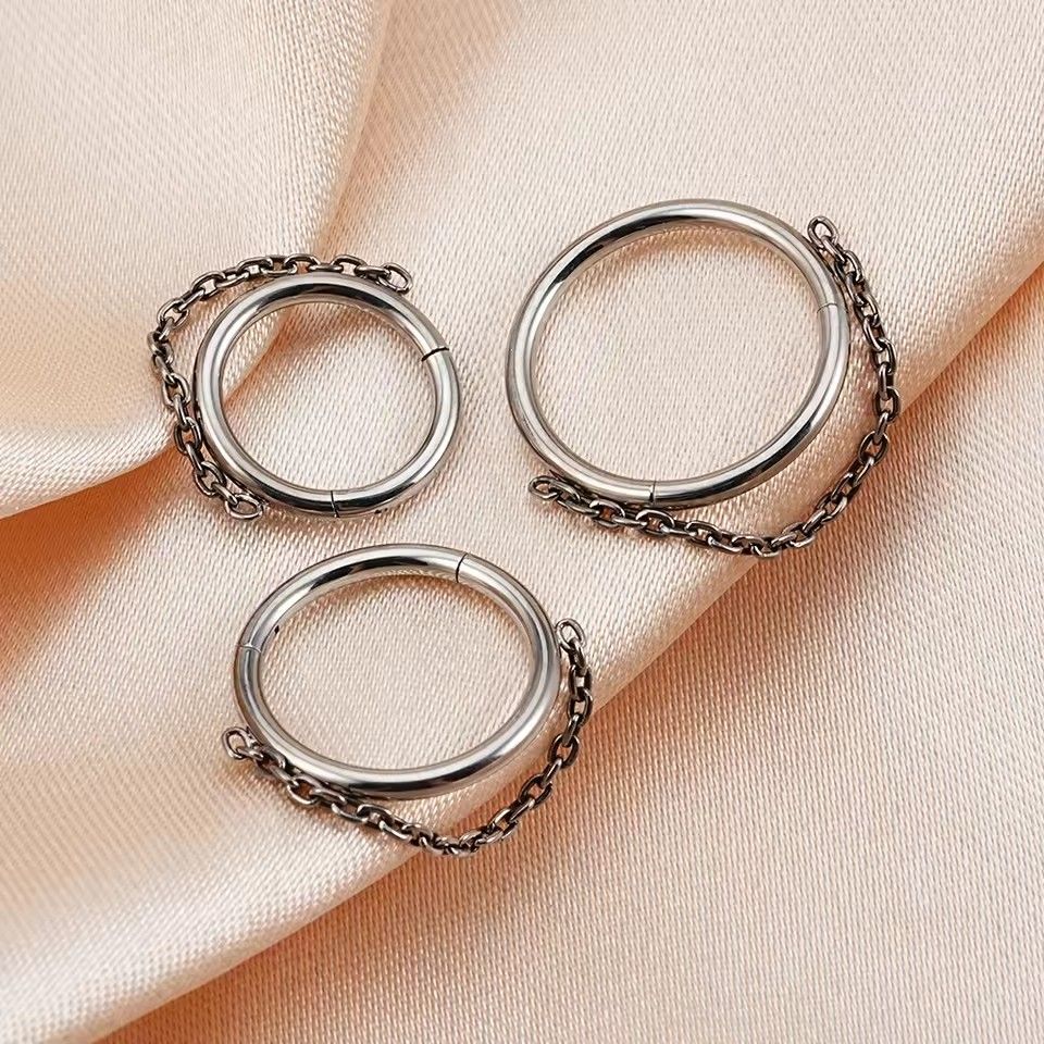 F136 Titanium Hinge Segment Nose piercing Welding Chain CZ Septum Ring Women Cartilage Earrings Tragus Jewelry 16g Accessories
