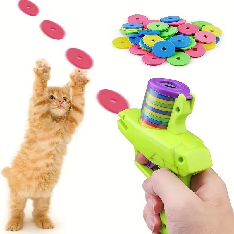 Kids Outdoor Game Foam Disc Gun Toy Flying Disc Shooting Launcher Gun Double Parent-child Interactive Children Toy