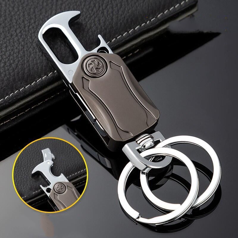 1pc Multifunctional Keychain Classic Men Mini Fingertip Spinner With Bottle Open Metal Key Ring Foldable Car Key Holder Gift KeyringA-1962