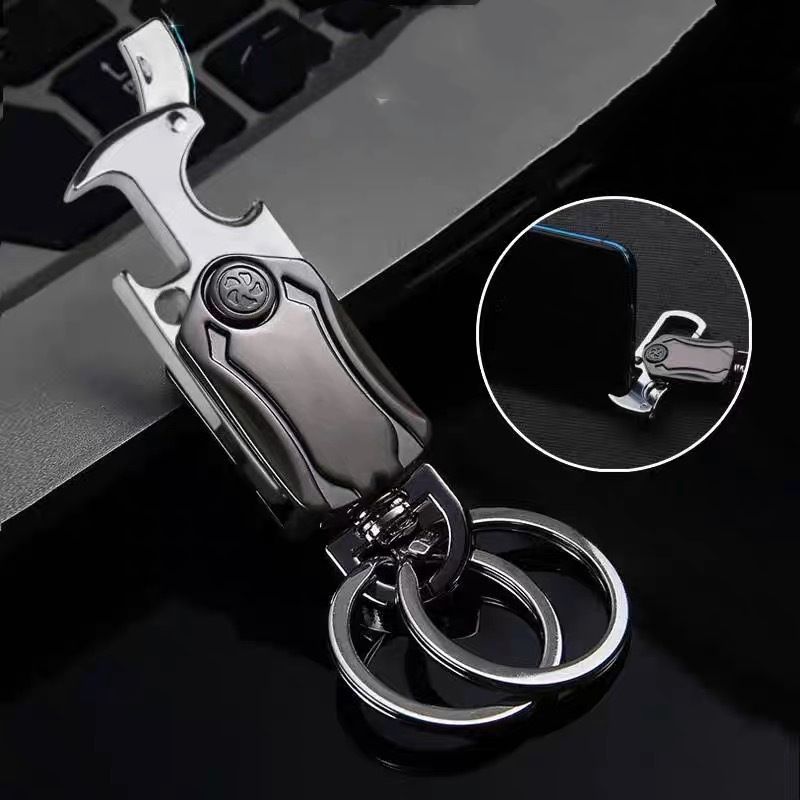 1pc Multifunctional Keychain Classic Men Mini Fingertip Spinner With Bottle Open Metal Key Ring Foldable Car Key Holder Gift KeyringA-1962