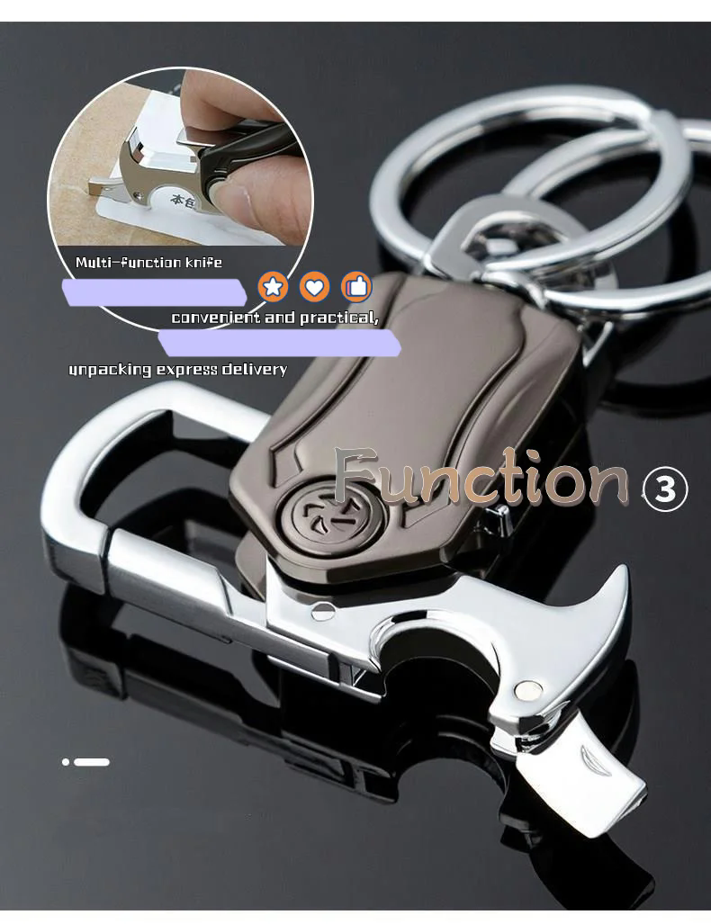 1pc Multifunctional Keychain Classic Men Mini Fingertip Spinner With Bottle Open Metal Key Ring Foldable Car Key Holder Gift KeyringA-1962