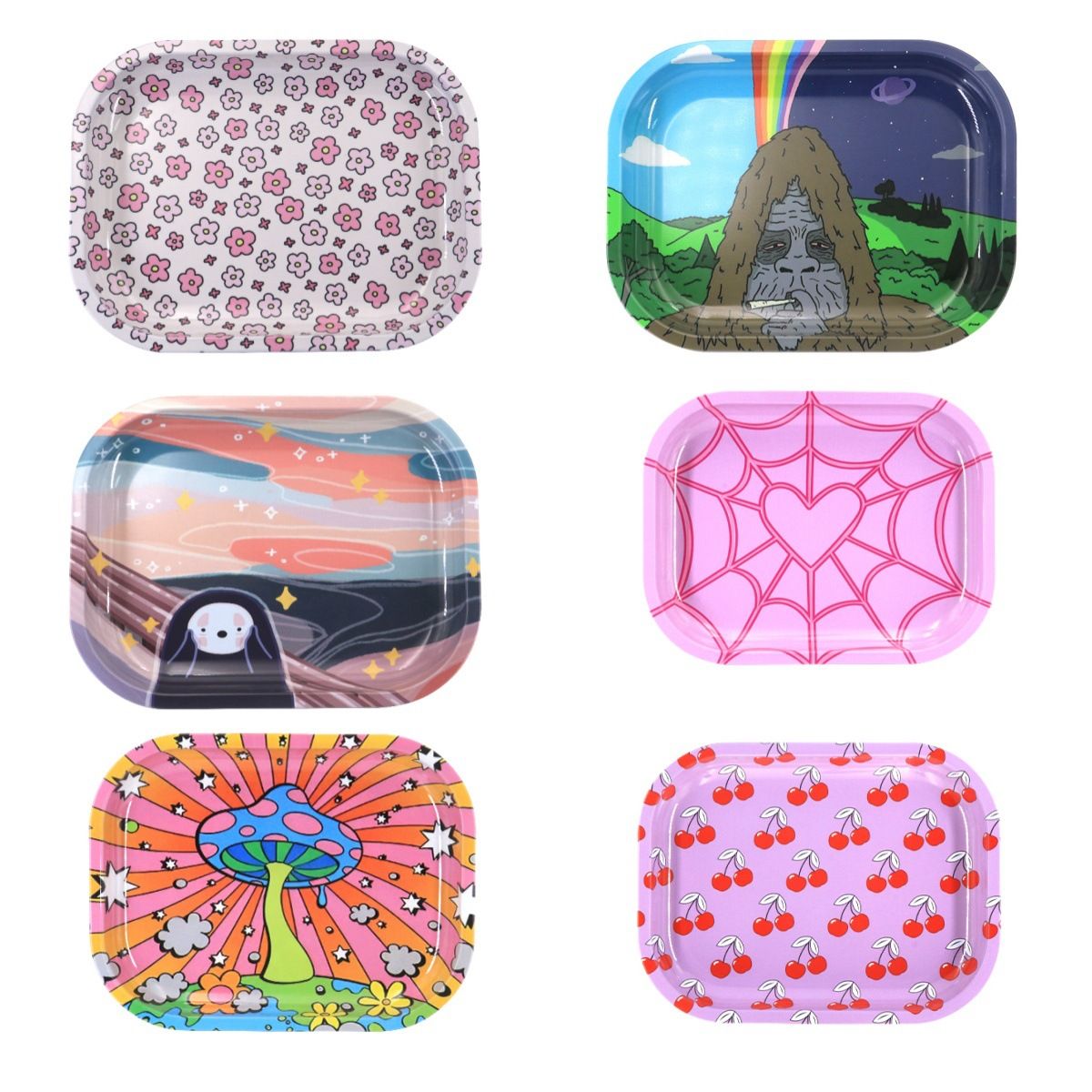 Various Pattern Designs Rolling Tray 18*14CM Tobacco Metal Cigarette Smoking Accessories Herb Tinplate Plate Grinder Tools