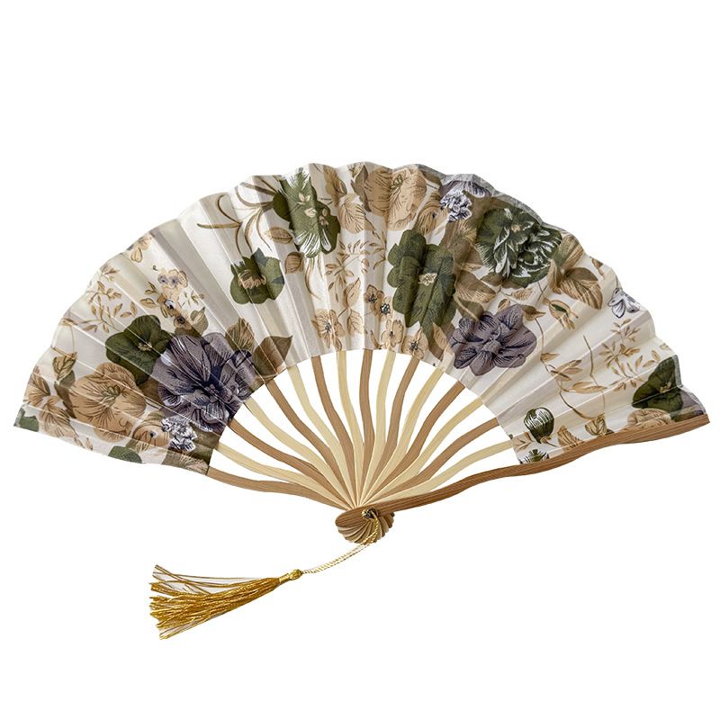 Chinese Japanese Style Silk Fan Folding Fan Wedding Fan Art Gifts Dance Hand Fan Vintage Bamboo Folding Hand Held Flower Fan
