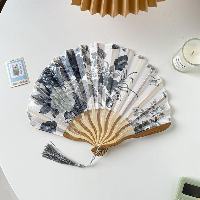 Chinese Japanese Style Silk Fan Folding Fan Wedding Fan Art Gifts Dance Hand Fan Vintage Bamboo Folding Hand Held Flower Fan