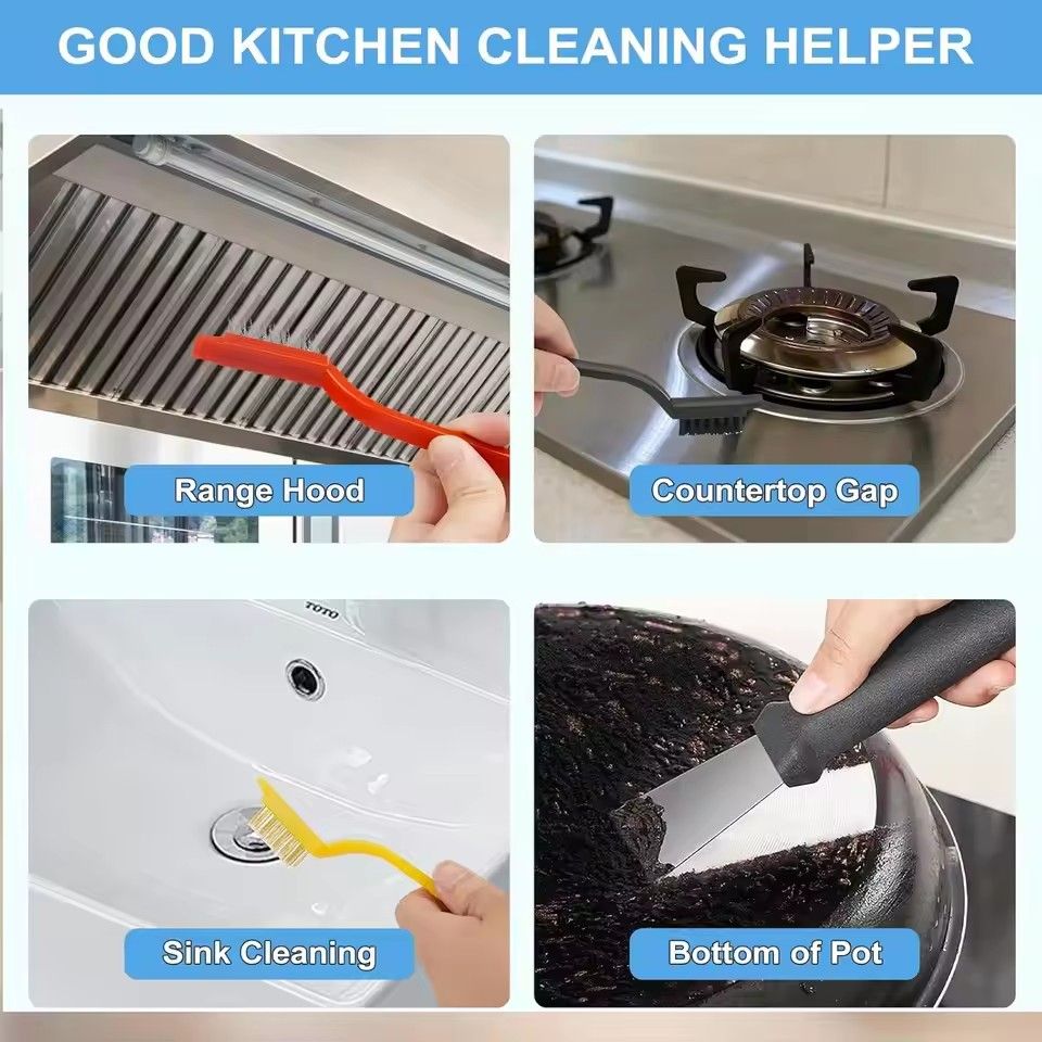 11Pcs Hard Bristle Crevice Cleaning Brush Set Deep Clean Strong Decontamination Stove Rust Remover Long/narrow Design