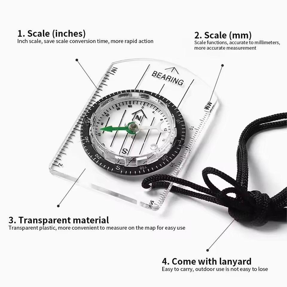 Outdoor Tactical Compass Sport Camping Hiking Compass Mountaineering Travel Professional Survival Compass Gadget Tools
