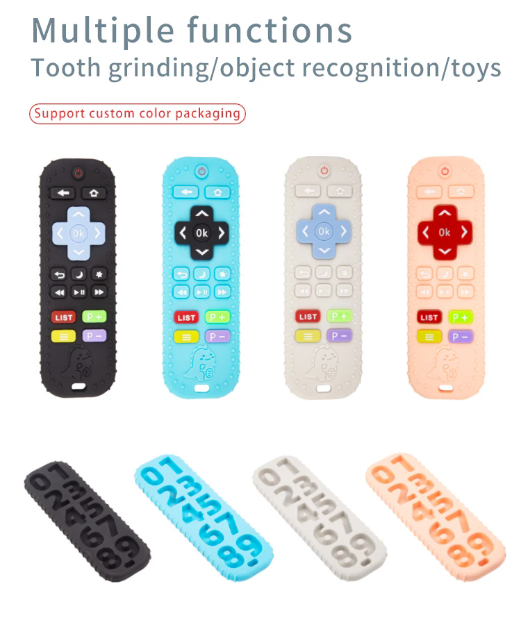 Safe Silicone Beads Baby Teether TV/Game Remote Control Shape Newborn Teething Sensory Toys Rodent Molar Gum Pain Relief Teether